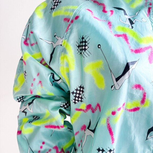 Vintage Puma Volleyball Print Turquoise Bright 2 Piece Warm up Track Suit 42/M - Picture 8 of 16
